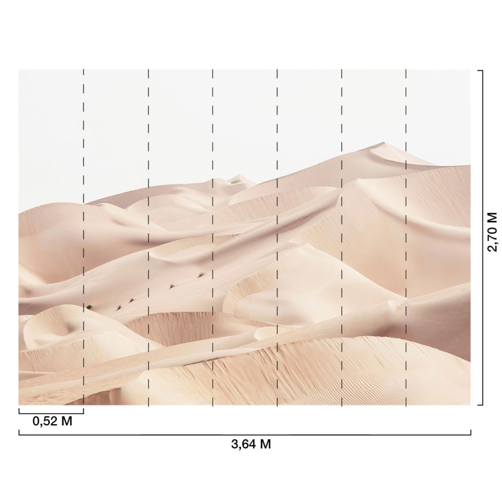 Papier peint panoramique dune de sable rose 364x270 cm