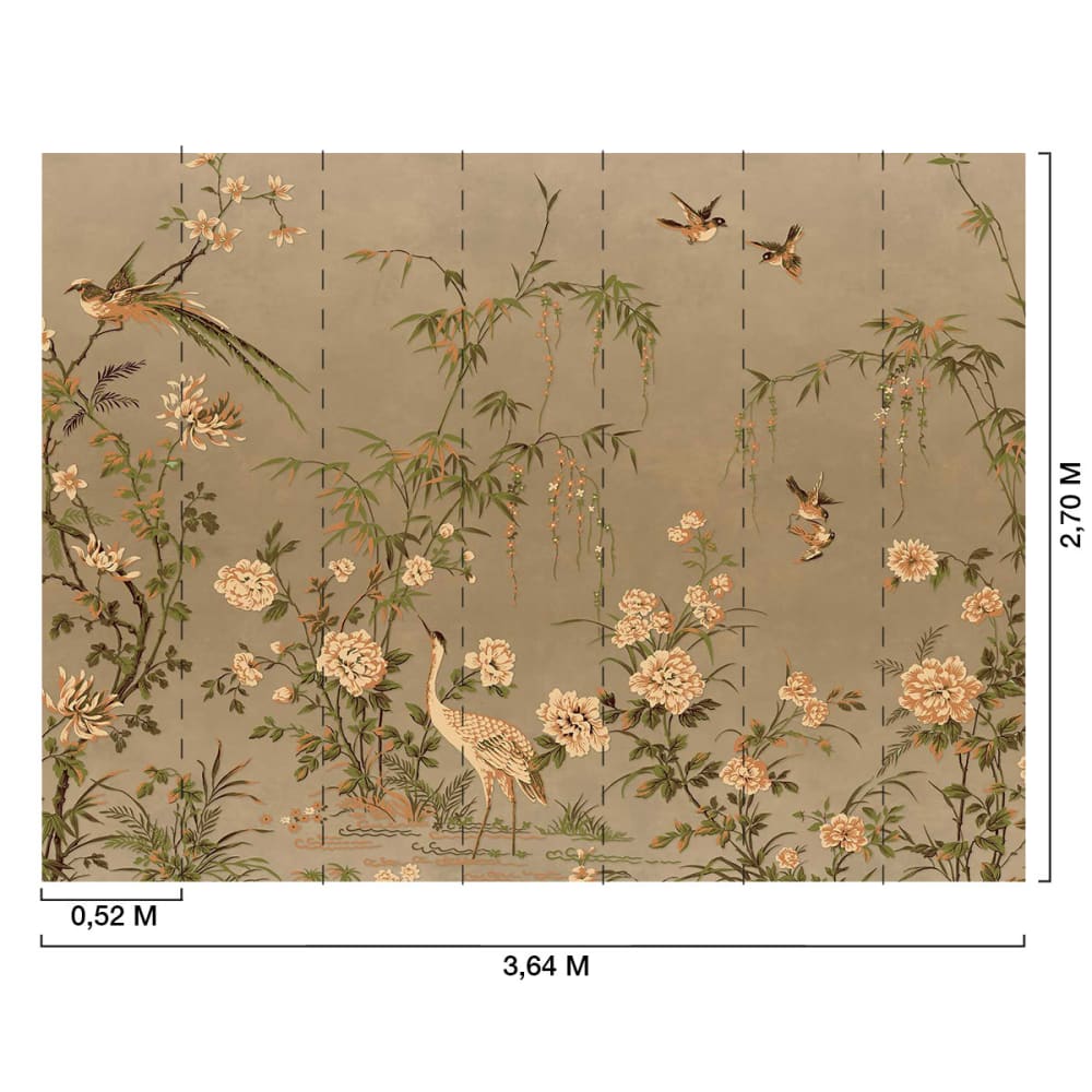 Papier peint panoramique fleurs oiseaux du marais 364x270 cm — vue 3