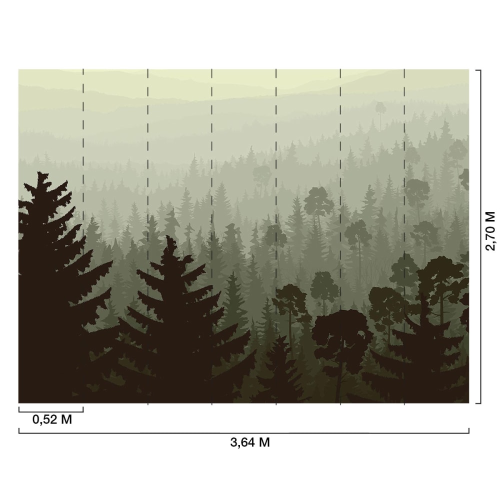 Papier peint panoramique exotique dessin de foret 364x270 cm — vue 3