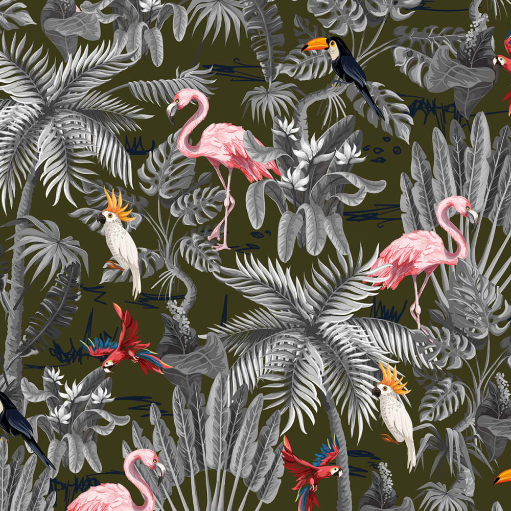 Papier peint panoramique flamants tropicaux 364x270 cm — vue 4