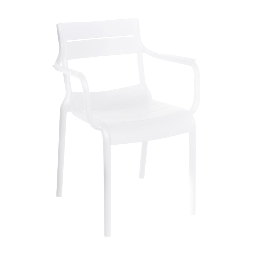 Lot de 4 fauteuils de terrasse en plastique blanc
