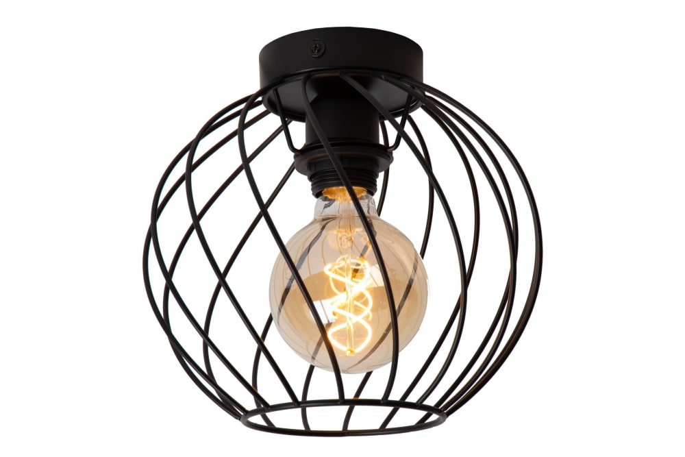 Plafonnier métal 1 lumière noir 25 cm