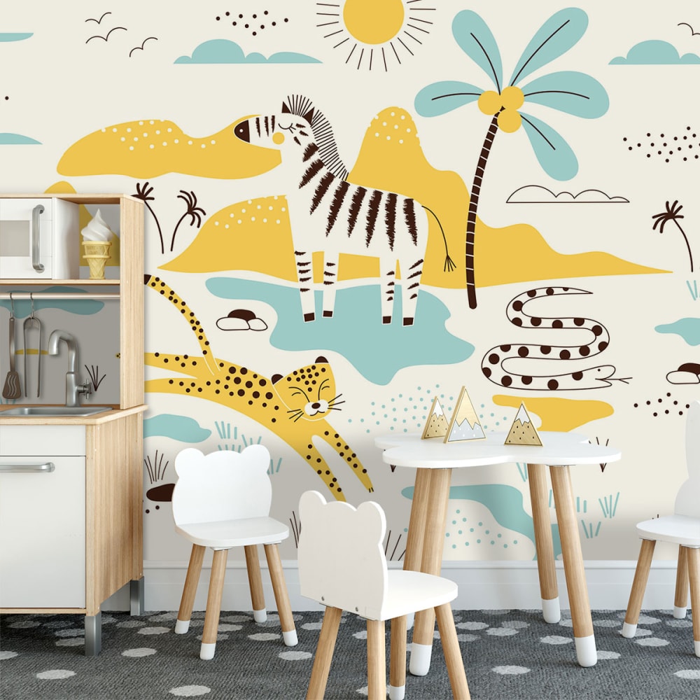 Hexoa Kindertapete zou das zebra 364x270cm style modern ROSA VLIES Kinder