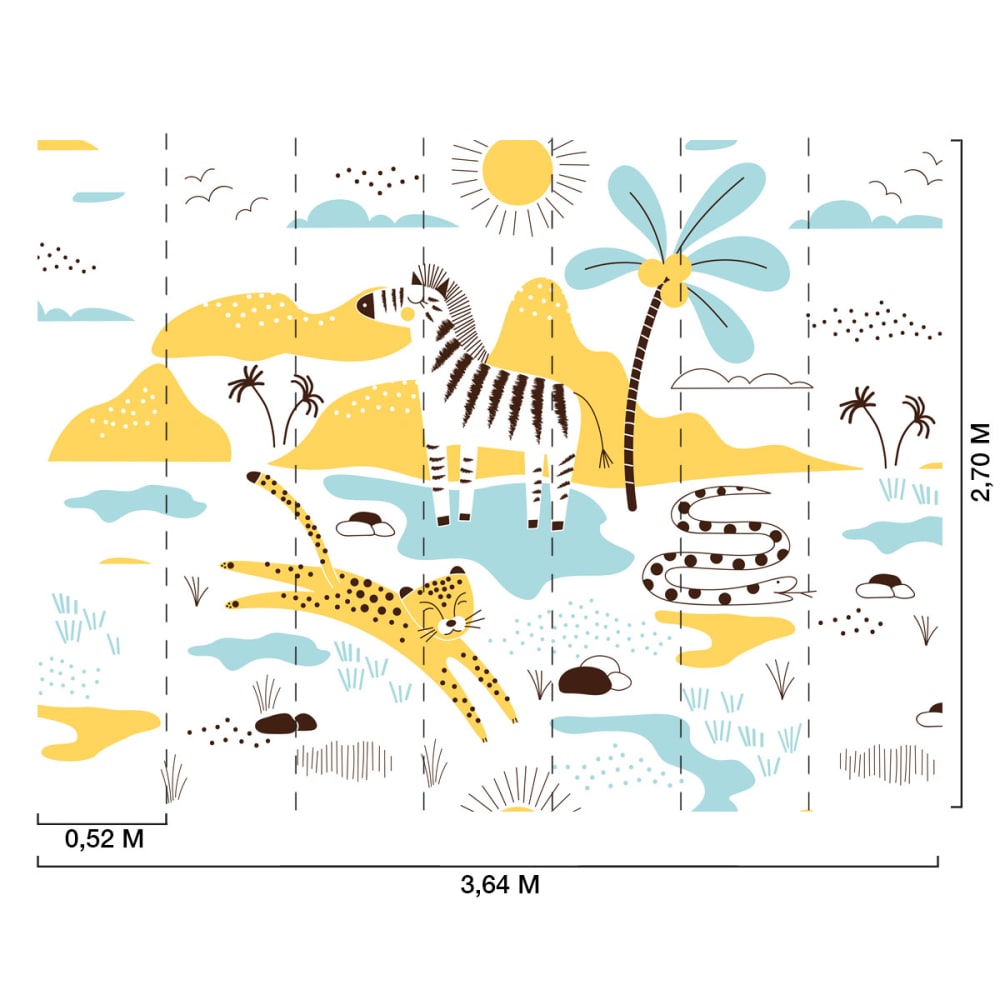 Papier peint enfant motif zebre 364x270cm - Maisons du Monde
