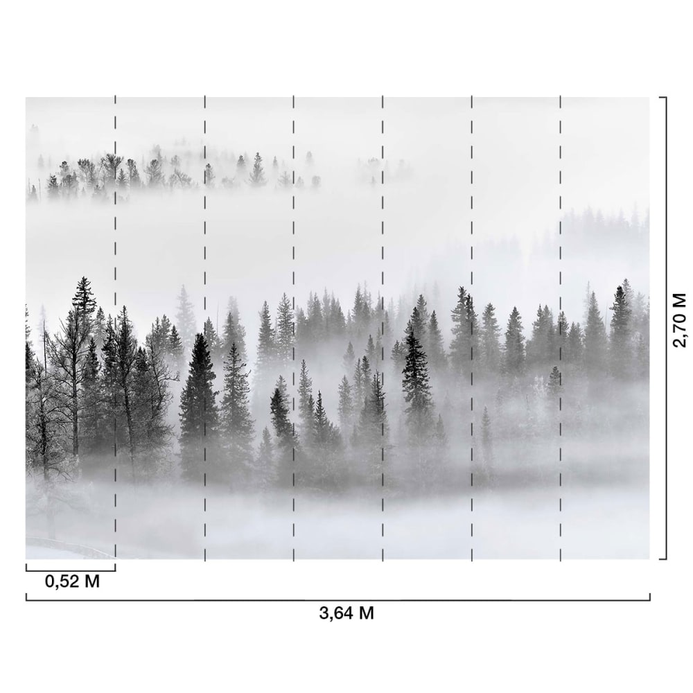 Papier peint panoramique foret dans le brouillard 364x270 cm — vue 3