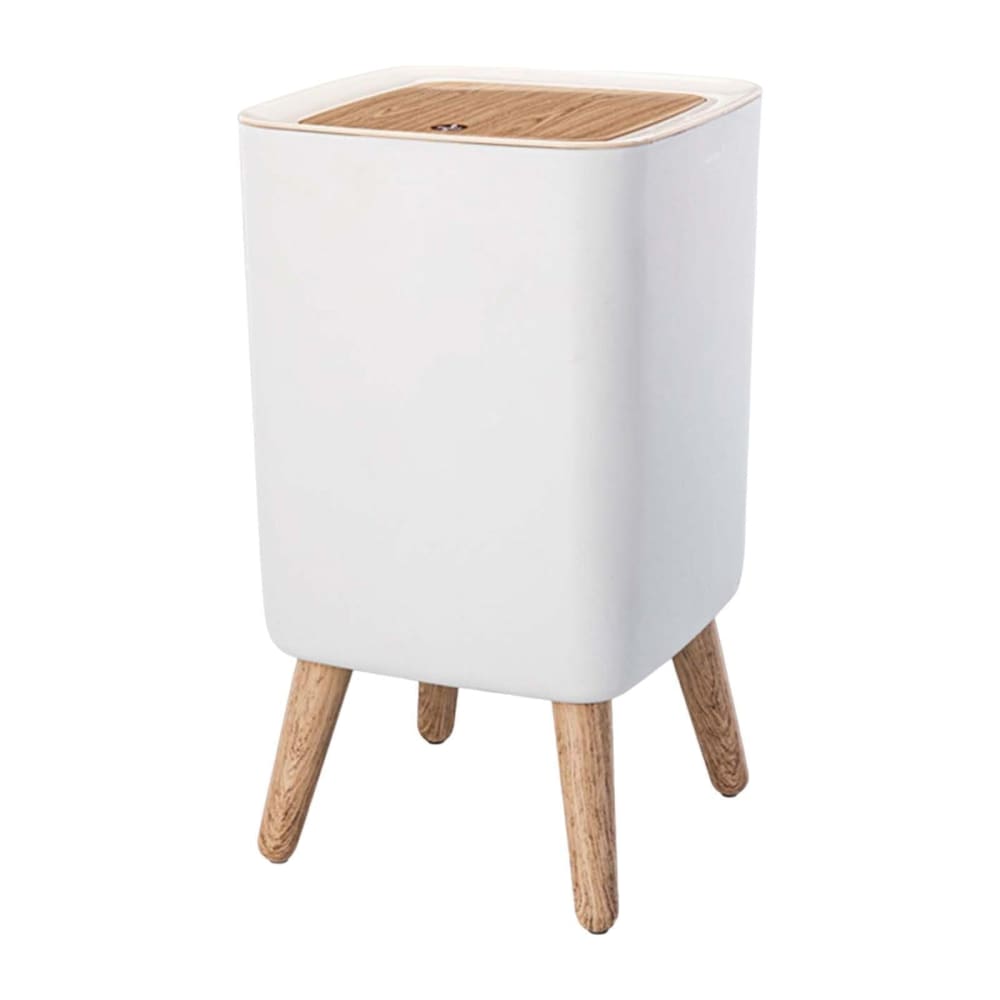 Poubelle de salle de bain push plastique bois 10l Poubelle de salle de bain push plastique bois 10l