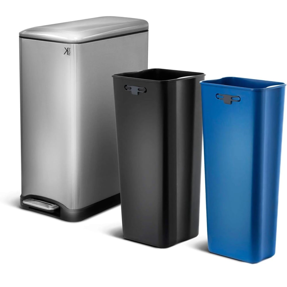 Poubelle de cuisine tri sélectif acier inoxydable argent 50l - Maisons du Monde