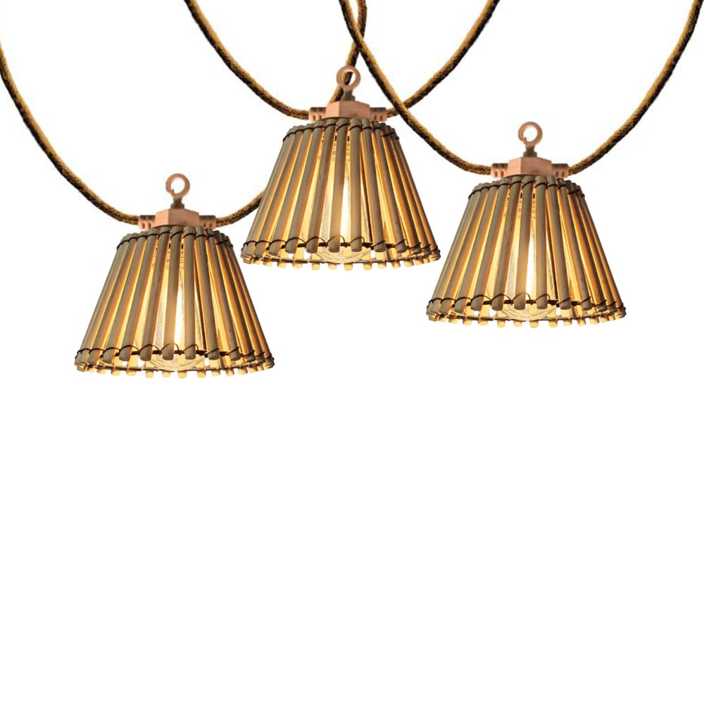 Guirlande solaire Hybride Bois Beige 8m