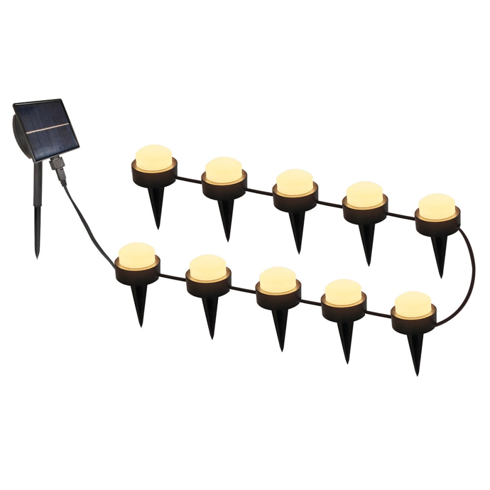 Lot de 10 mini spots solaires plastique noir 12m Lot de 10 mini spots solaires plastique noir 12m