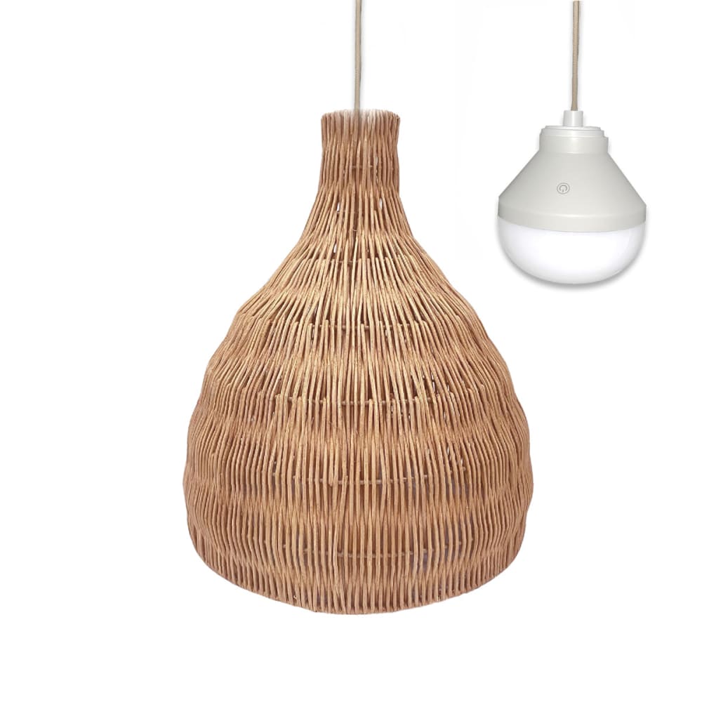 Suspension sans fil Rotin Beige h38cm