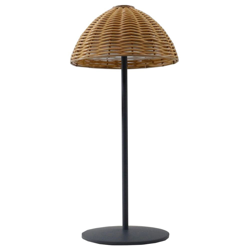 Lampe de table sans fil polyrotin marron h30cm - Maisons du Monde