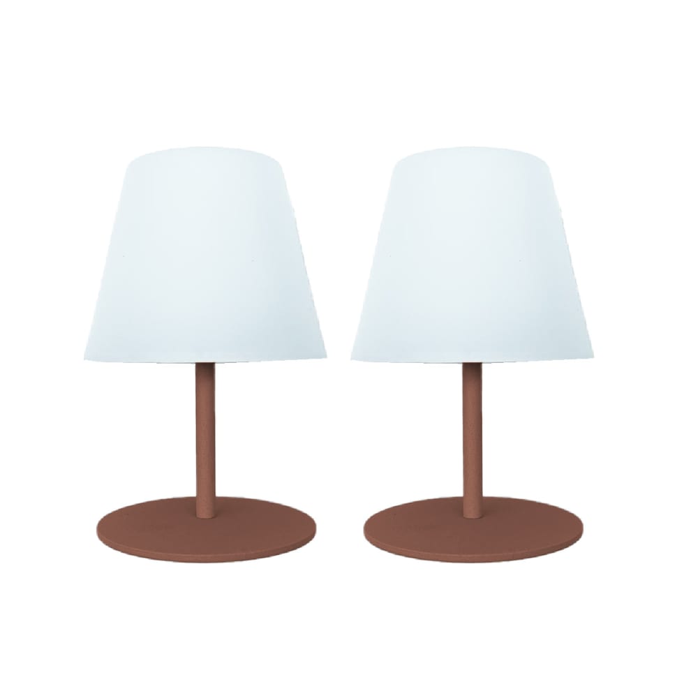 Lot de 2 lampes de table sans fil acier terracotta h16cm - Maisons du Monde