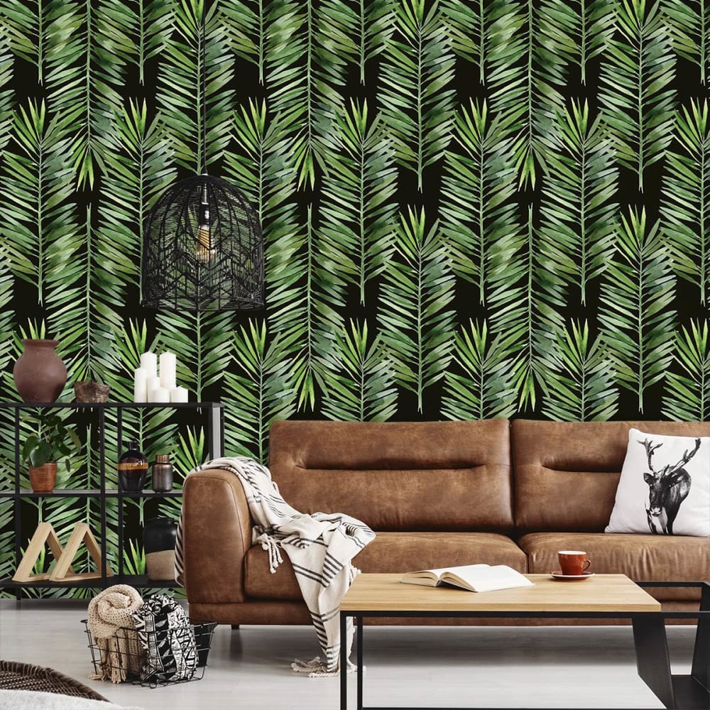 Hexoa Tapete palmblätter 260x270cm style landhaus Grün Vlies