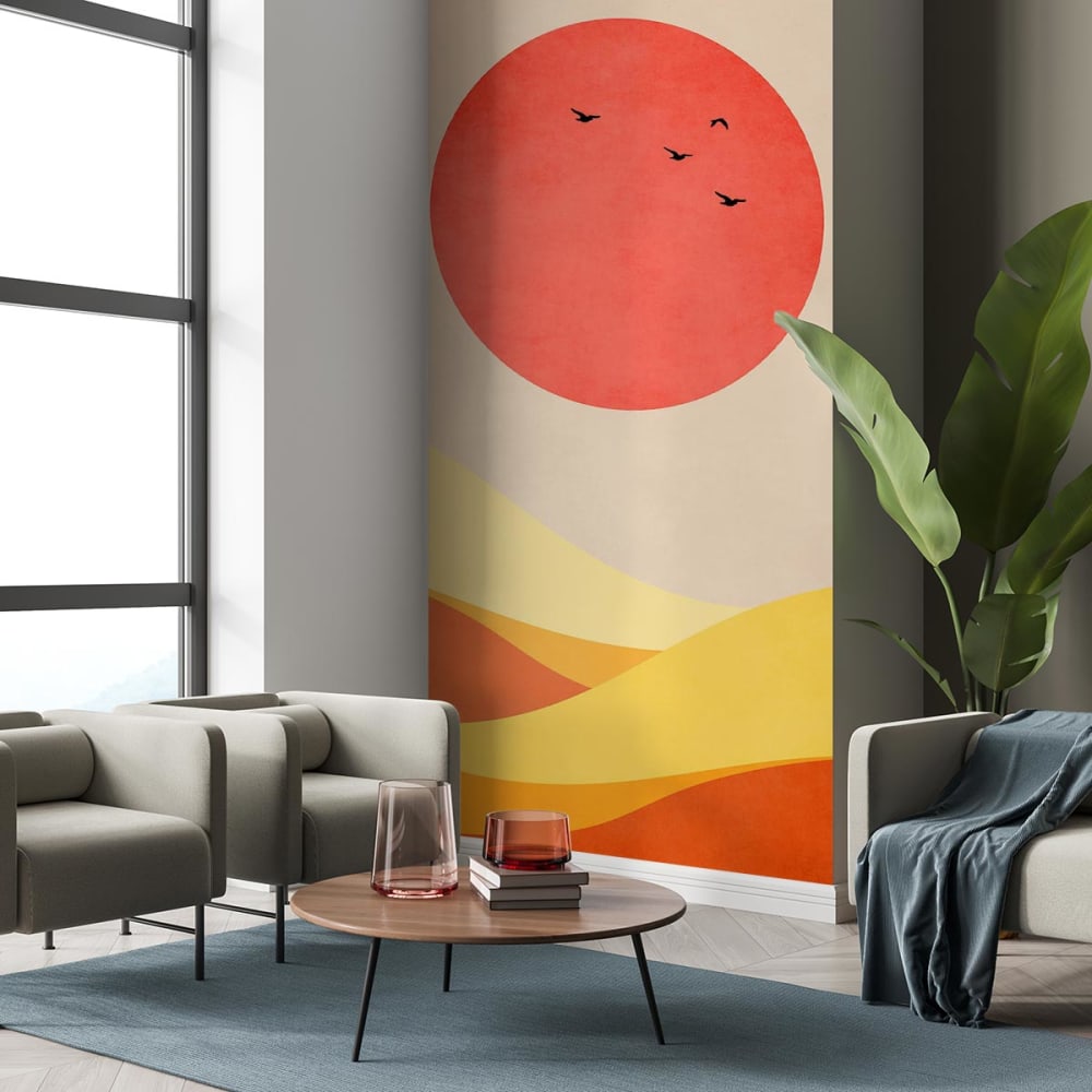 Hexoa Tapetehügel im sonnenlicht 156x270cm style landhaus Rosa Vlies