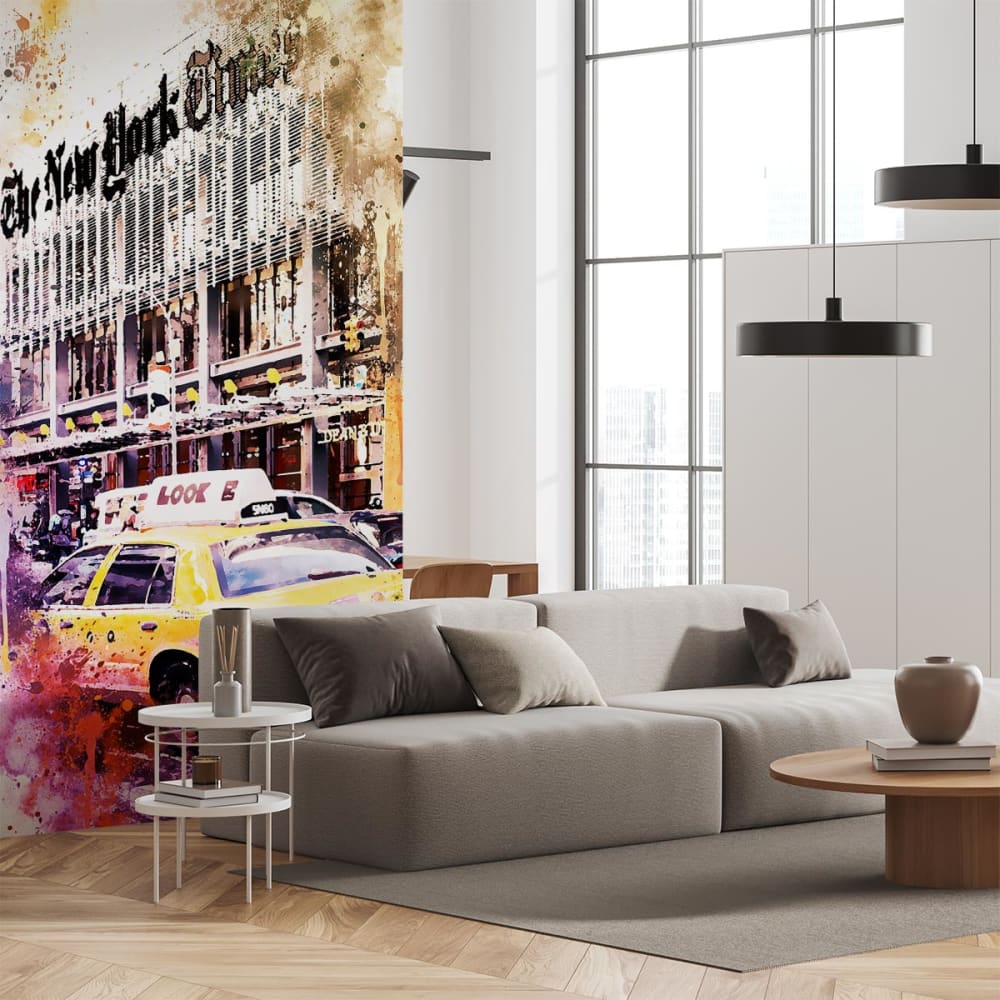 papel pintado grafico taxi nueva york the times 156x270cm