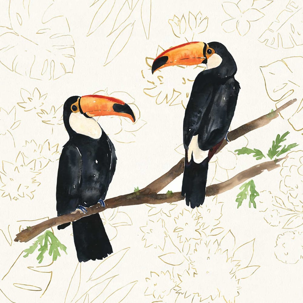Papier peint exotique peinture murale deux toucans 260x270 cm — vue 4