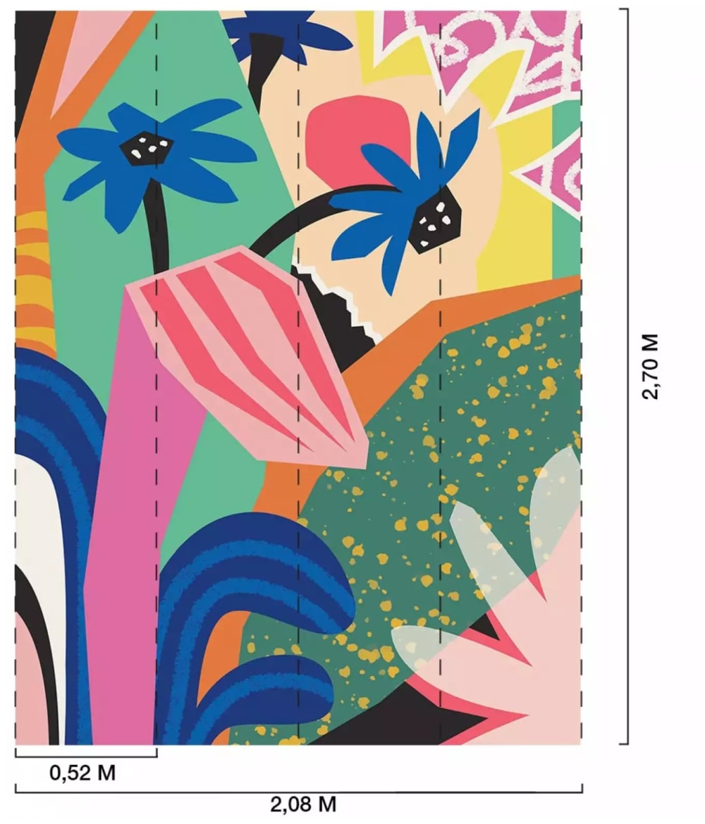 Papier peint graphique blue daisie 208x270 cm — vue 3