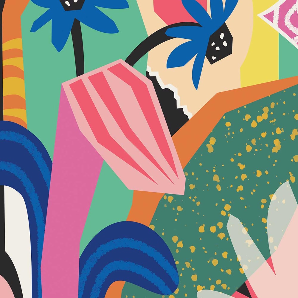 Papier peint graphique blue daisie 208x270 cm — vue 4