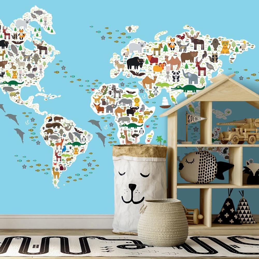Hexoa Papel pintado infantil el mundo