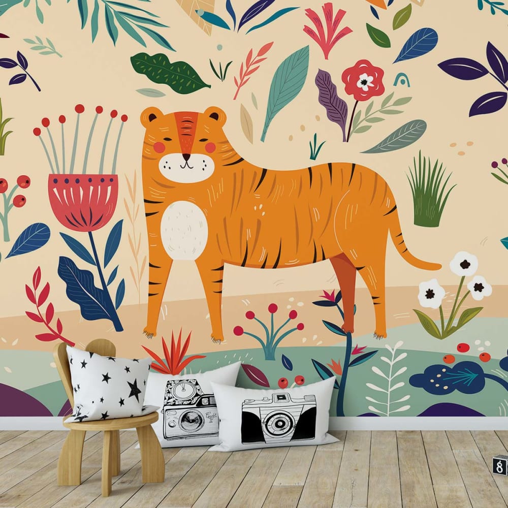 Hexoa Kindertapete tiger 364x270cm style modern MEHRFARBIG VLIES Kinder