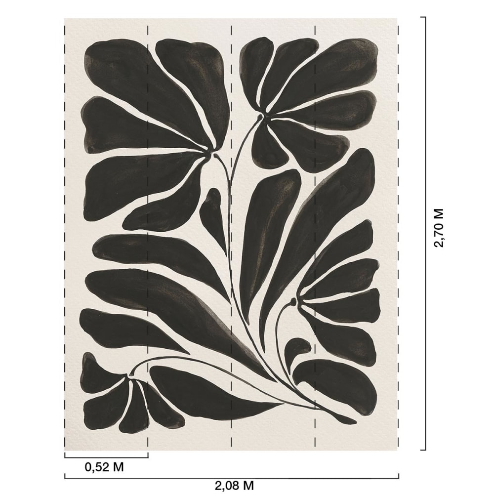 Papier peint graphique fleur noire 208x270cm — vue 3
