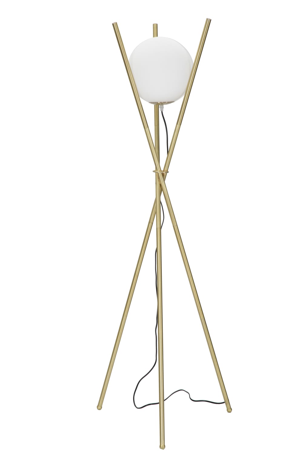Lampadaire en métal doré avec sphère en verre blanc ø 55x155 cm — vue 3