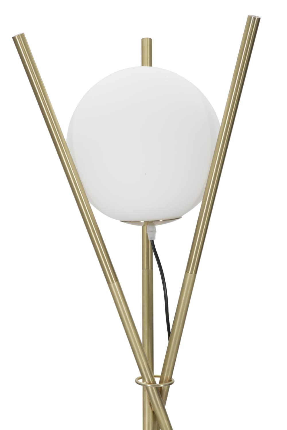 Lampadaire en métal doré avec sphère en verre blanc ø 55x155 cm — vue 4
