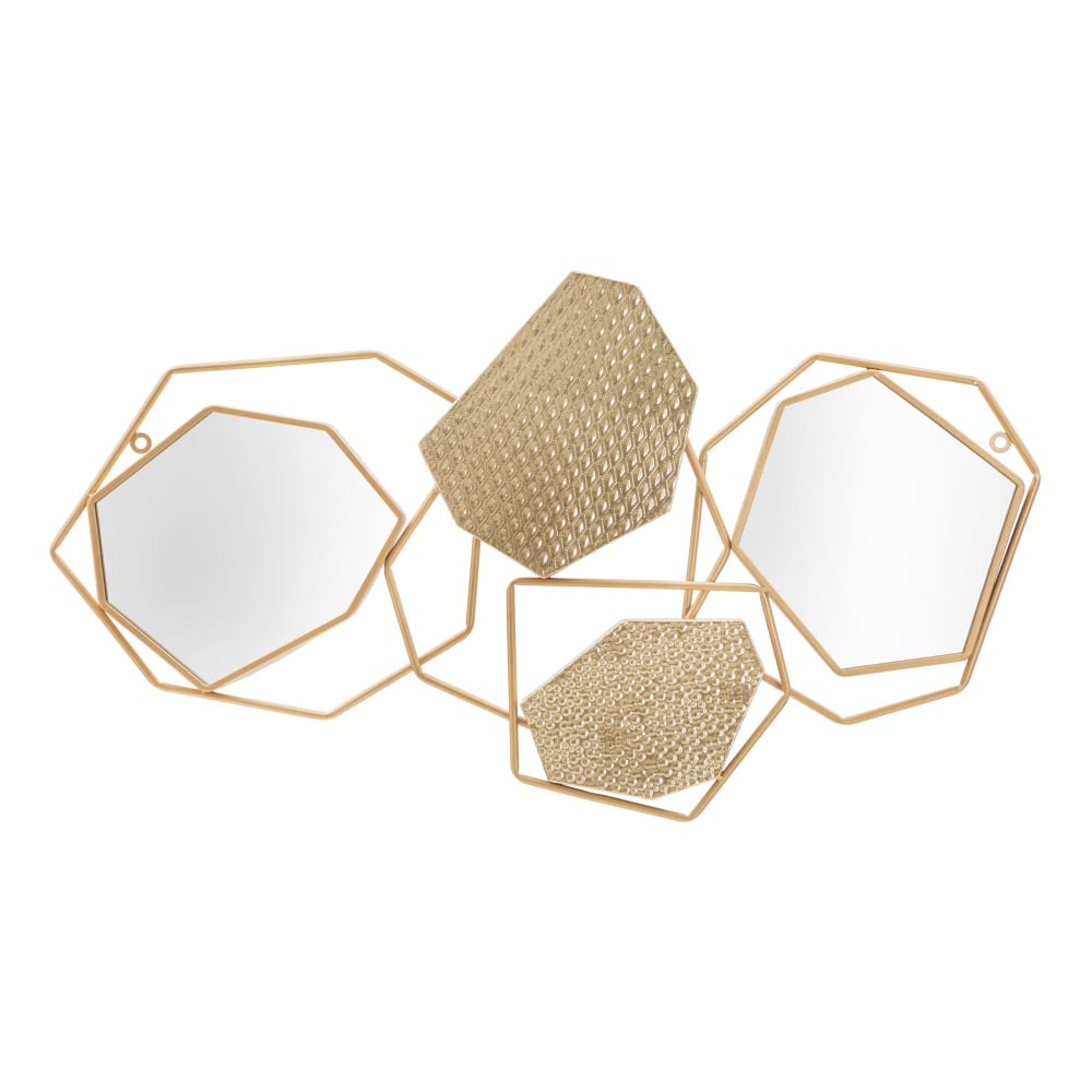 Miroir mural géométrique en métal doré 91x4x52 cm