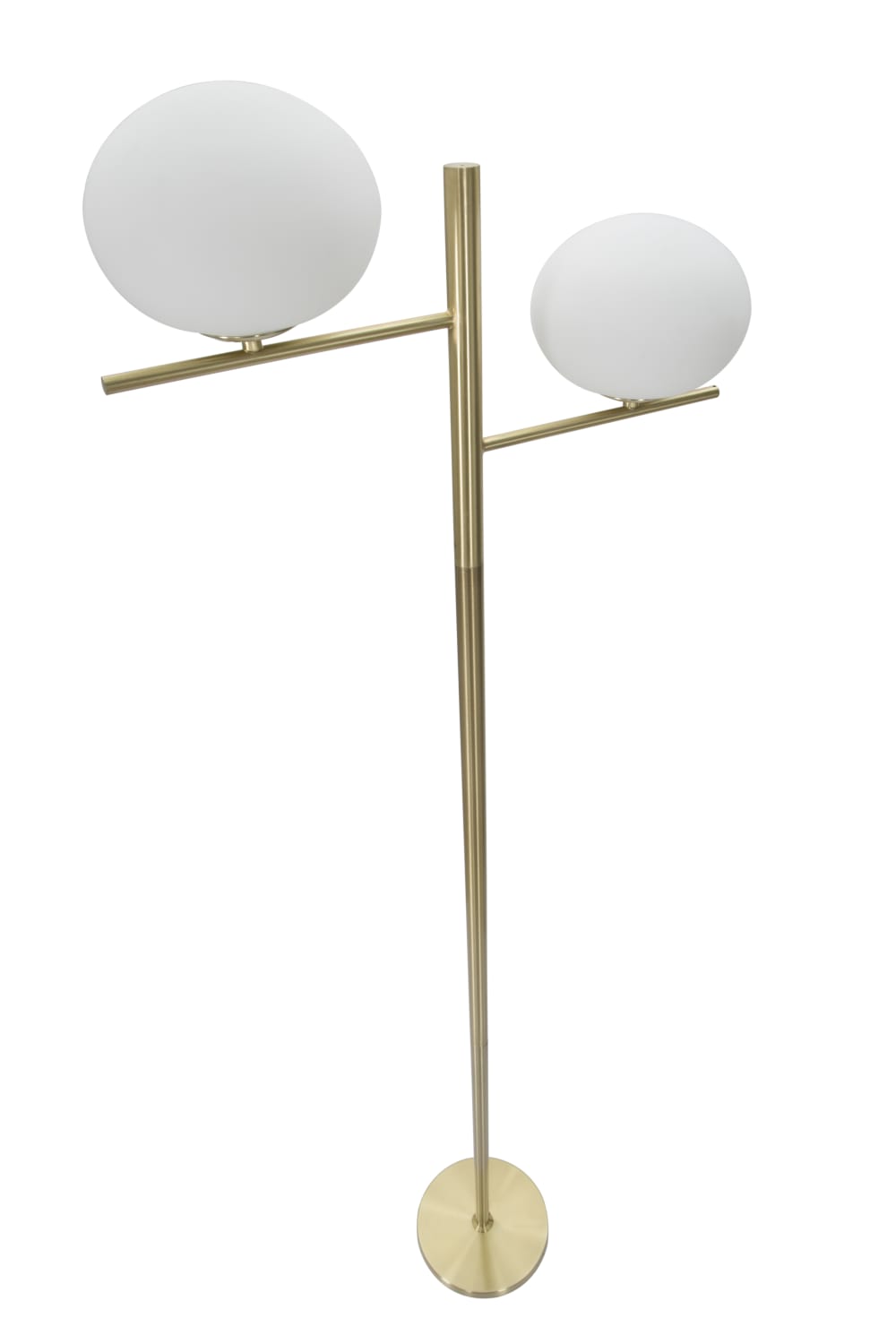 Lampadaire en métal doré avec 2 ovales en verre blanc, 51x24x180 cm — vue 3