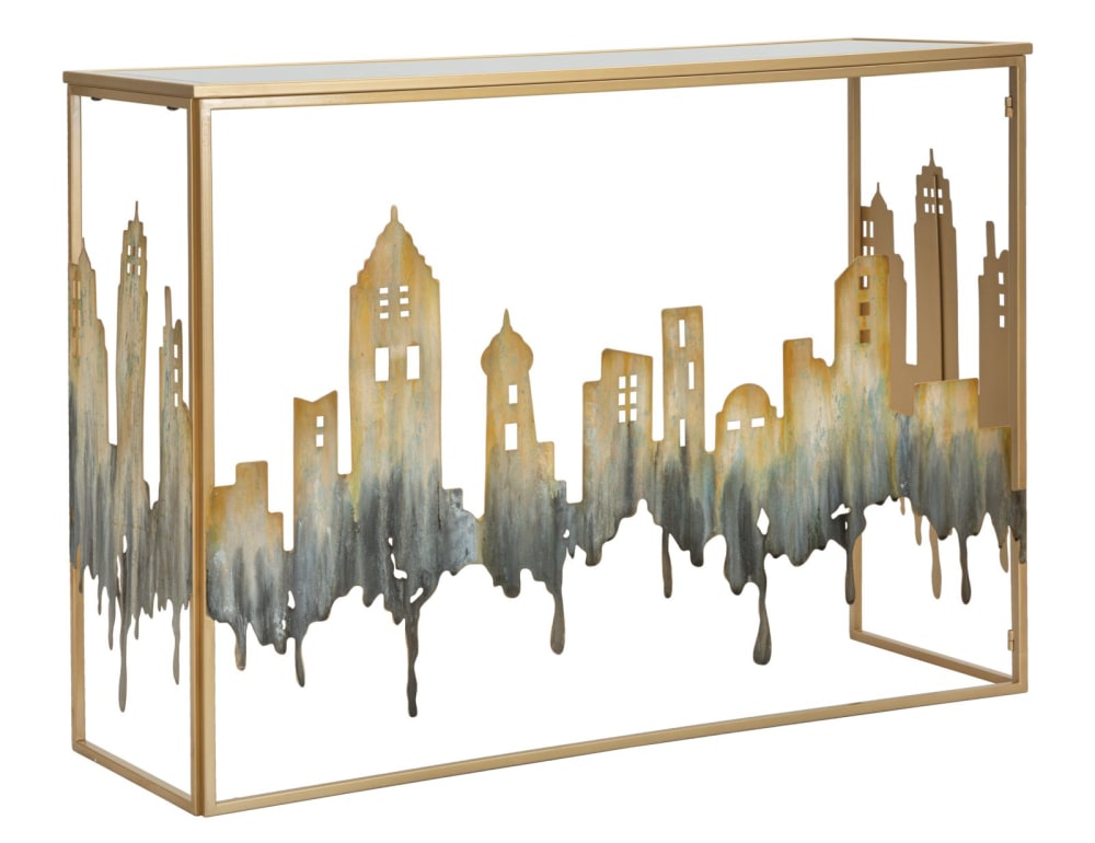 Console en métal et miroir multicolore 110x38,5x81 cm