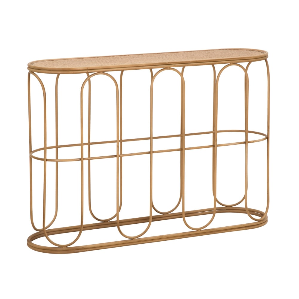 Console en fer et bois marron 110x32x77 cm