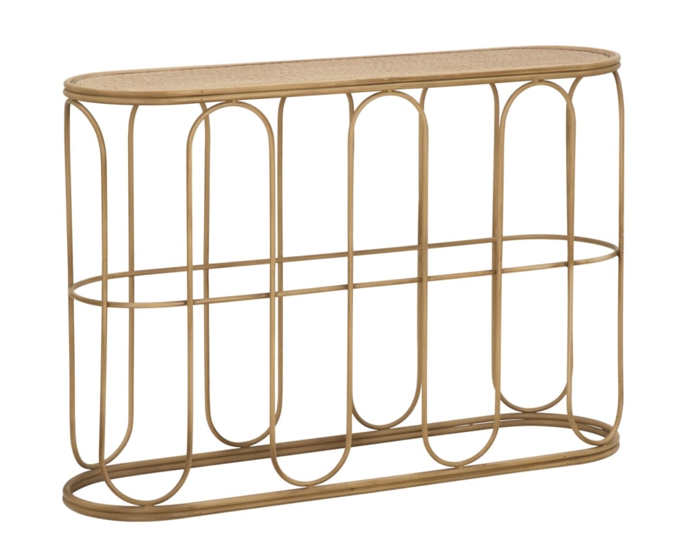Console en fer et bois marron 110x32x77 cm