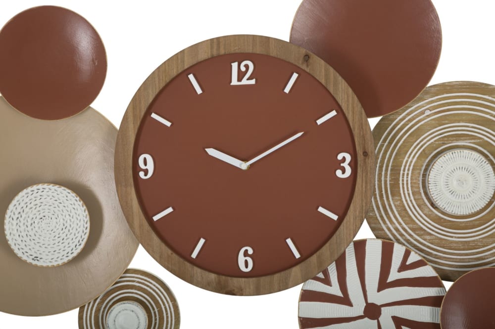 Horloge murale géométrique en bois métal brun 127,6x7,6x61 cm
