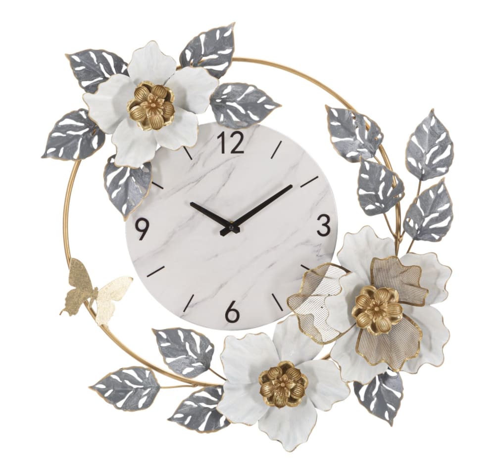 horloge murale avec fleurs