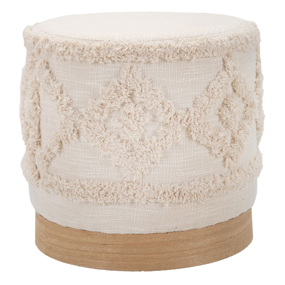 Mauro Ferretti Runder Pouf aus beigefarbenem Stoff, 40 x 40 cm style classic chic - Stoff