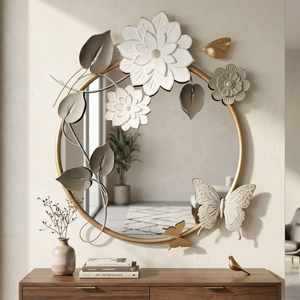 Mauro Ferretti Mehrfarbiger Metallwandspiegel 74,9 x 7 x 66 cm style modern Mehrfarbig Metall