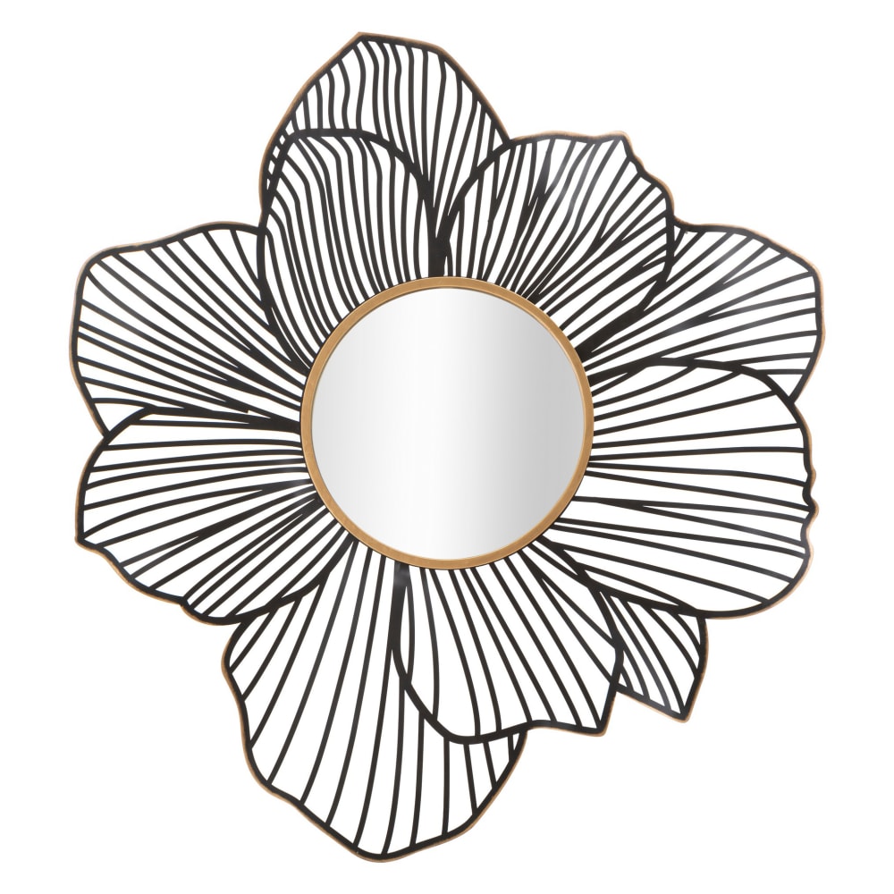 Miroir mural en métal noir et doré cm 79x6x86,5