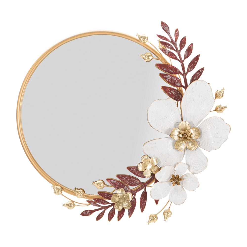 Miroir mural avec fleurs multicolores en métal 74,9x7,6x72,4 cm