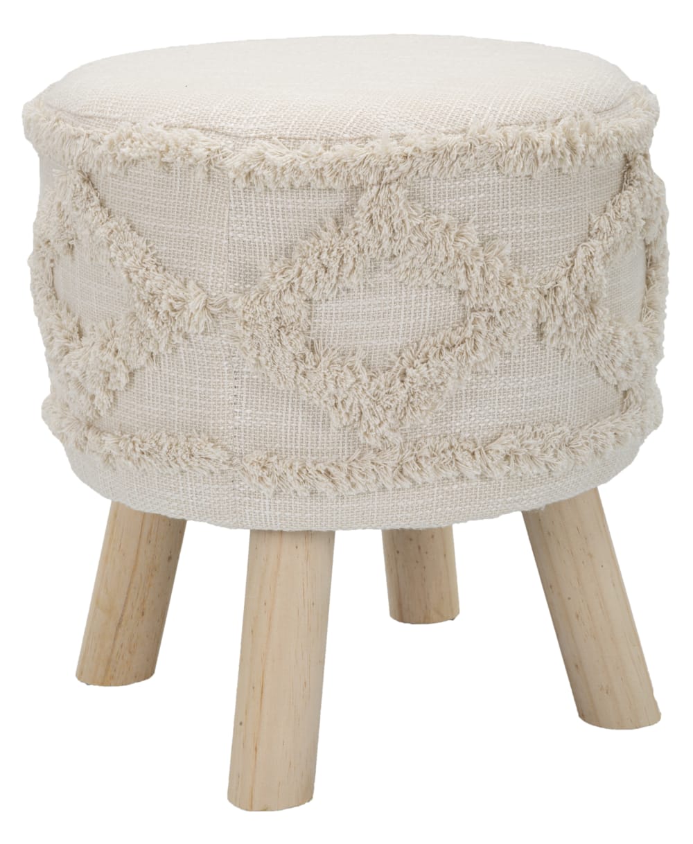 Tabouret rond en tissu beige Ø 35x40 cm