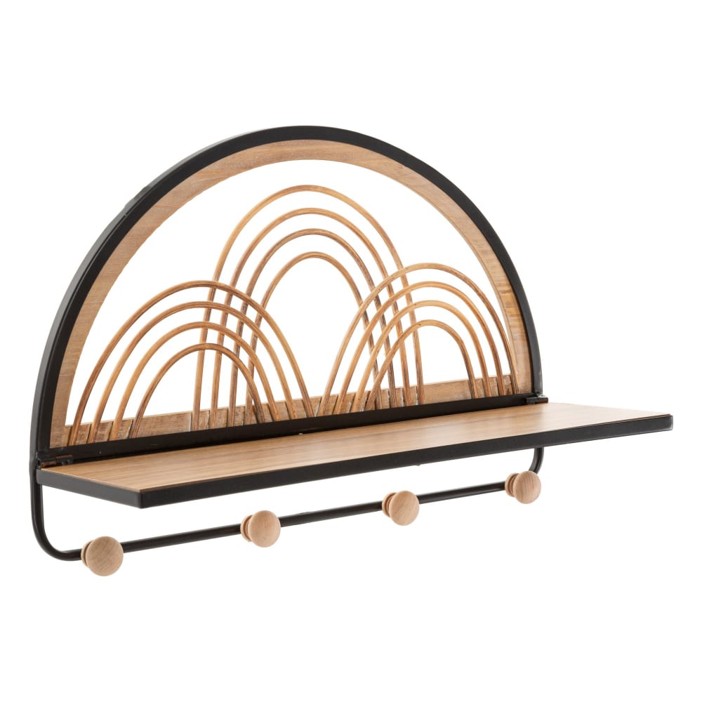 Etagère avec cintre en métal et bois brun 46x15,5x30 cm Etagère avec cintre en métal et bois brun 46x15,5x30 cm