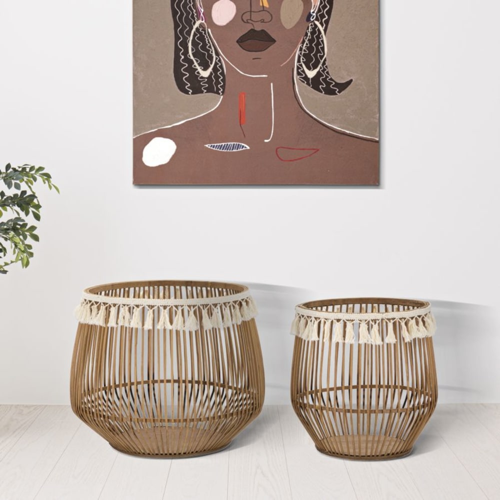 Mauro Ferretti Set aus 2 braunen Rattan-Körben, Ø cm 47x39,5-34x36,5 style exotic - Rattan