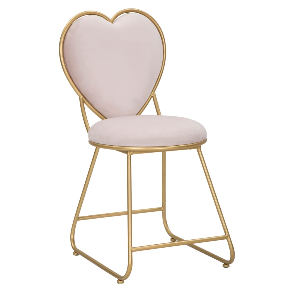 chaise coeur en métal - rose