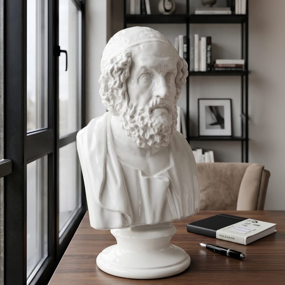Mauro Ferretti Skulptur in Form einer Büste des Mannes aus Harz cm 13x13x25 style classic chic Weiß Harz