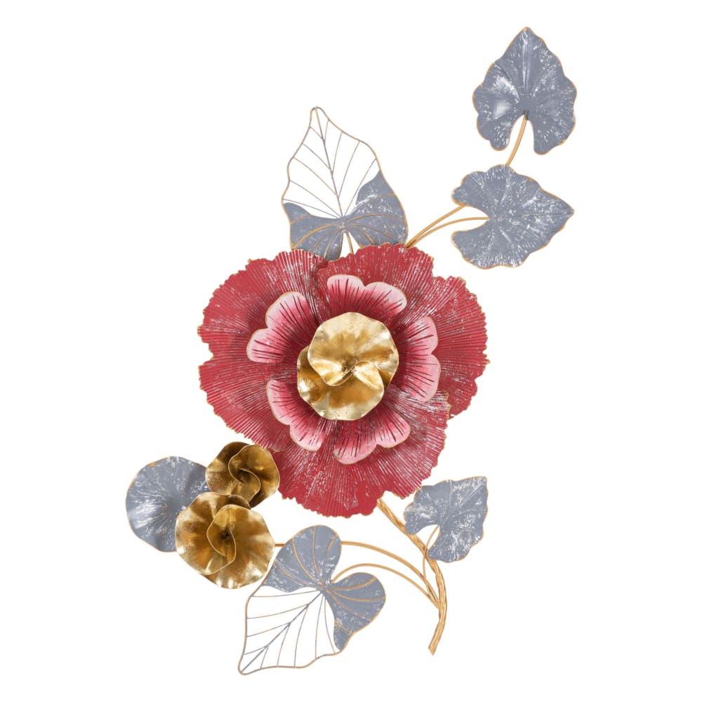 Panneau décoratif 3D fleurs en métal multicolore 61,6x9,5x111,8 cm