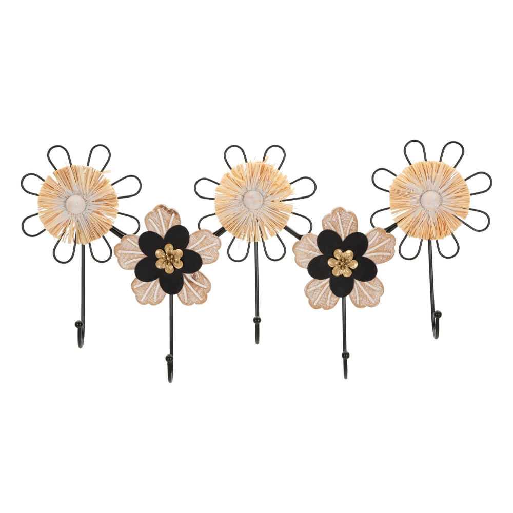 Porte-manteau en métal et bois brun et noir 61x5,5x30,5 cm