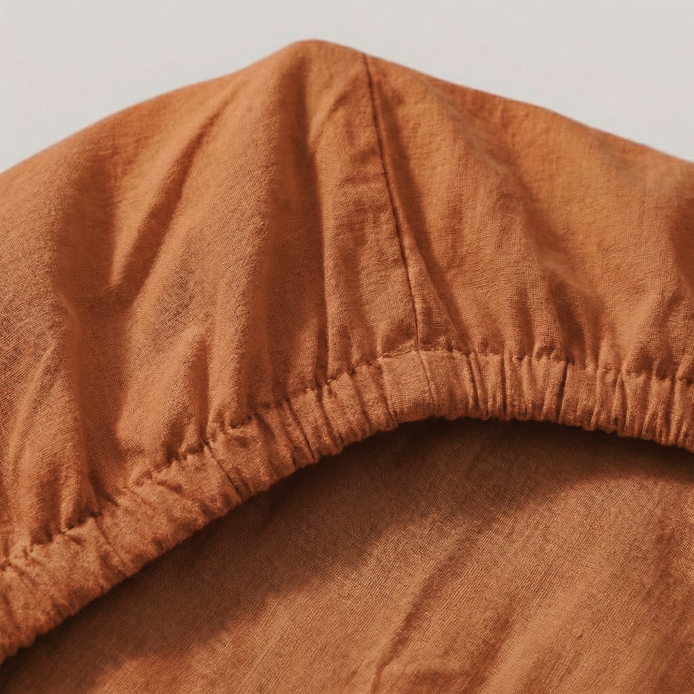 Drap-housse 100% Coton Terre cuite 90x200x32 cm — vue 3