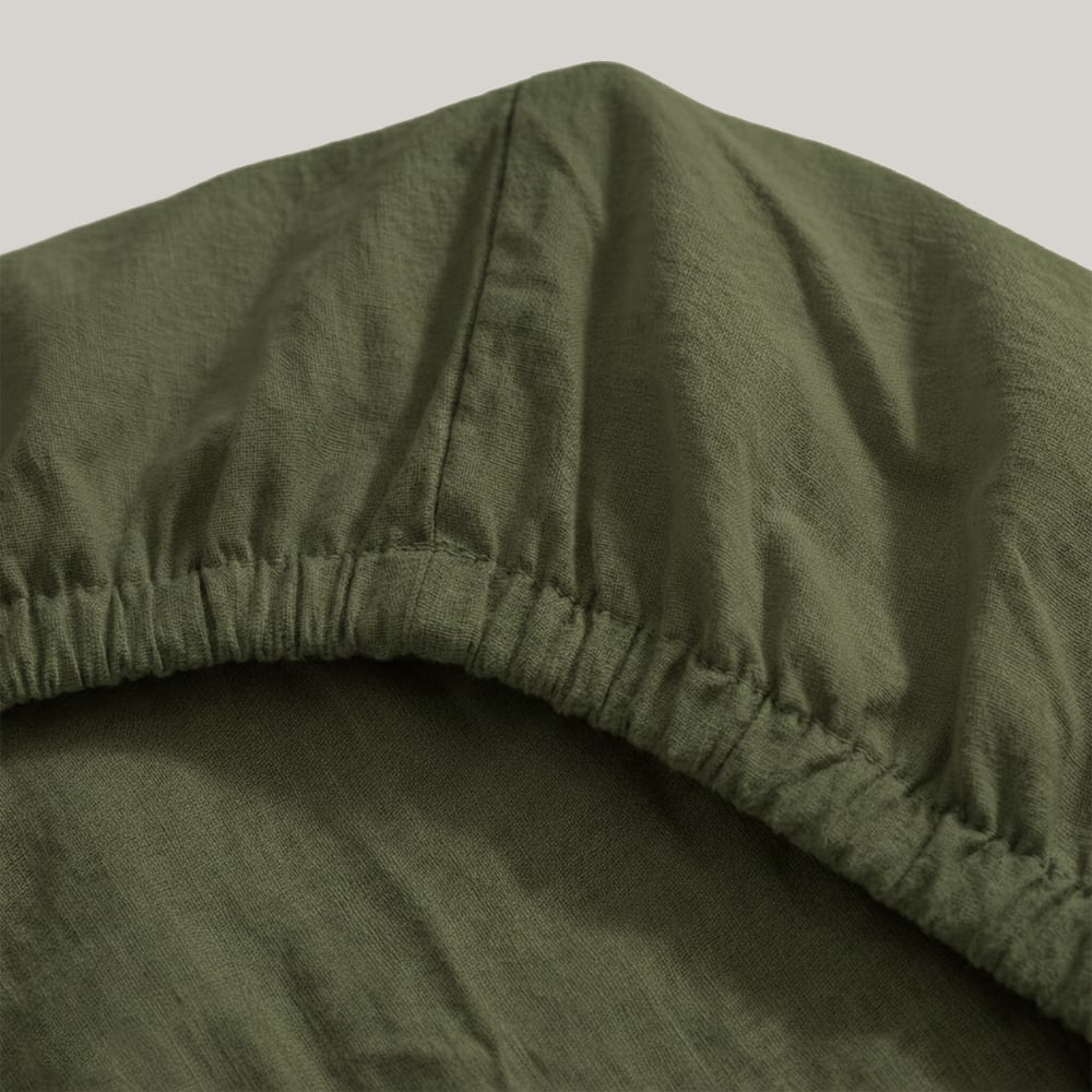 Drap-housse 100% Coton Olive verte 180x200x32 cm — vue 4