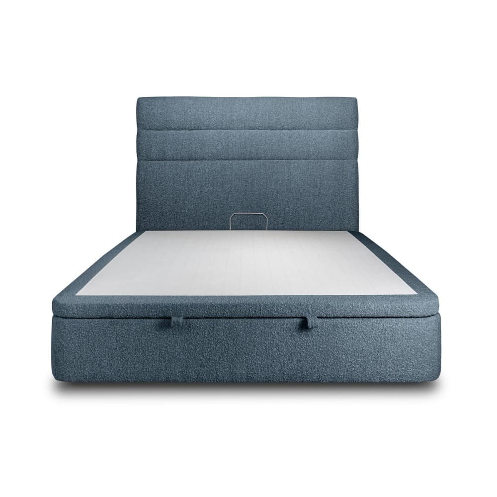 Lit coffre avec tête de lit lignes Bouclette Bleu 140x200