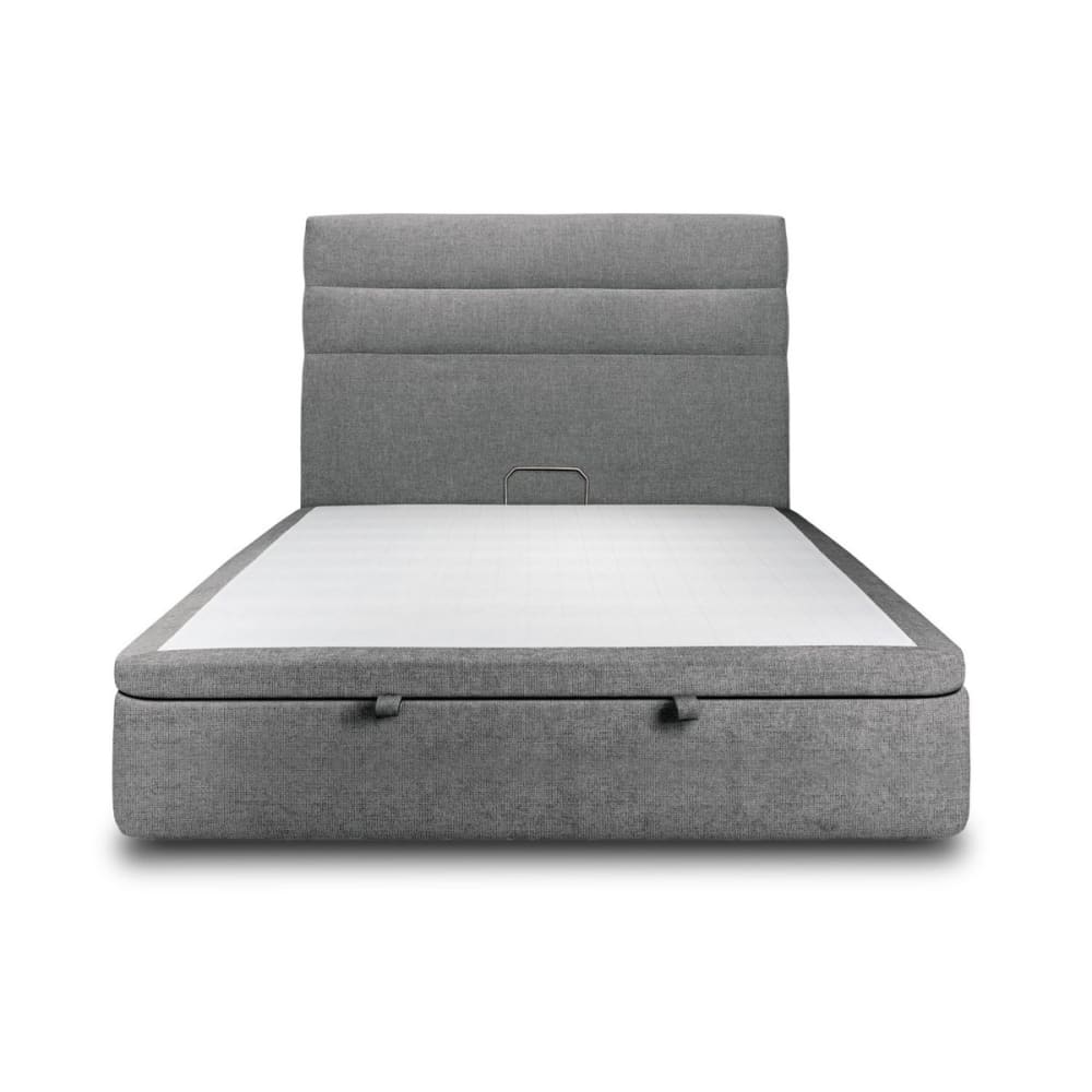 Lit coffre avec tête de lit lignes Tissu Gris anthracite 200x200