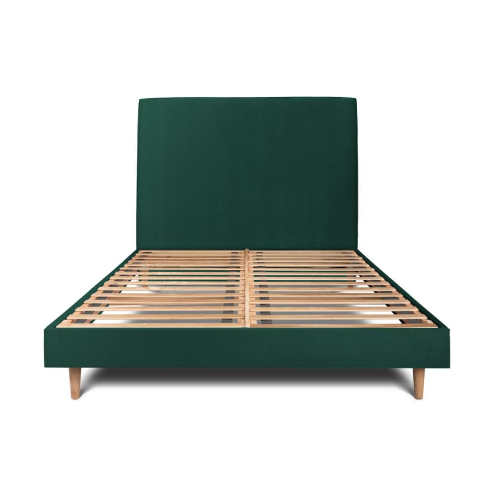 Lit avec tête de lit tapissier velours et sommier kit  Vert 180x200